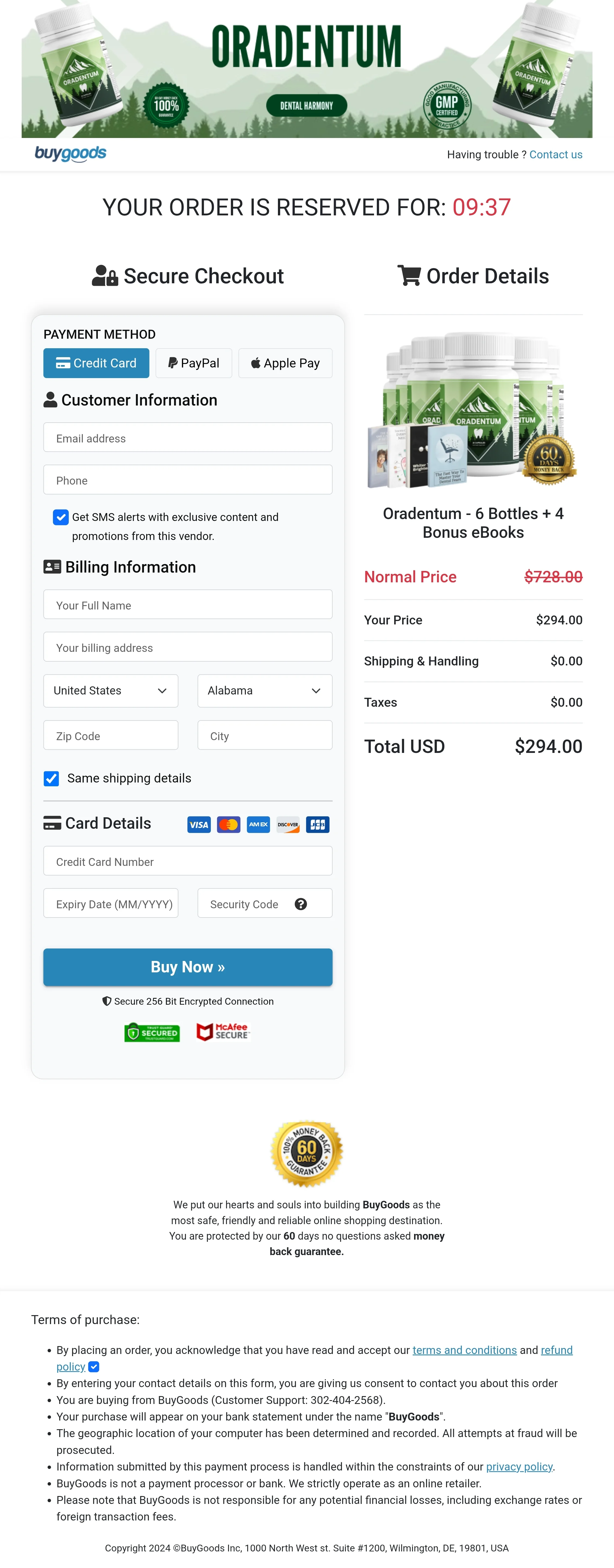 Oradentum order form
